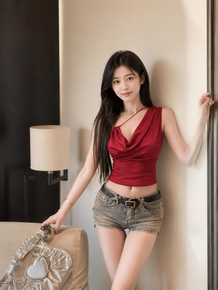 실사 흔들다 칼라 금속 버클 장식 조끼 상세 이미지 8