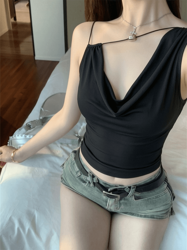 실사 흔들다 칼라 금속 버클 장식 조끼 상세 이미지 11