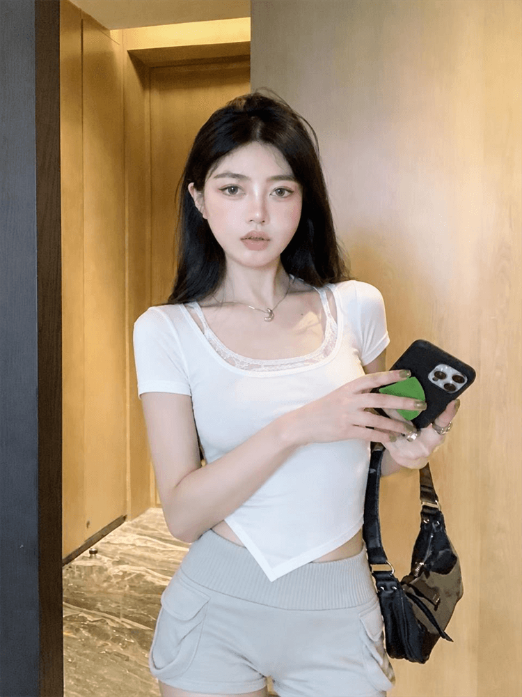 실사 핫걸 레이스 슬립 맨위 투피스 세트 이미지 2