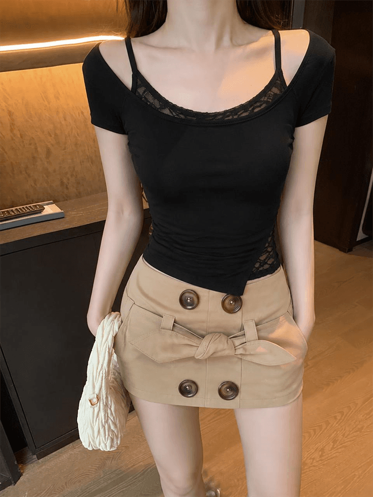 실사 핫걸 레이스 슬립 맨위 투피스 세트 상세 이미지 2