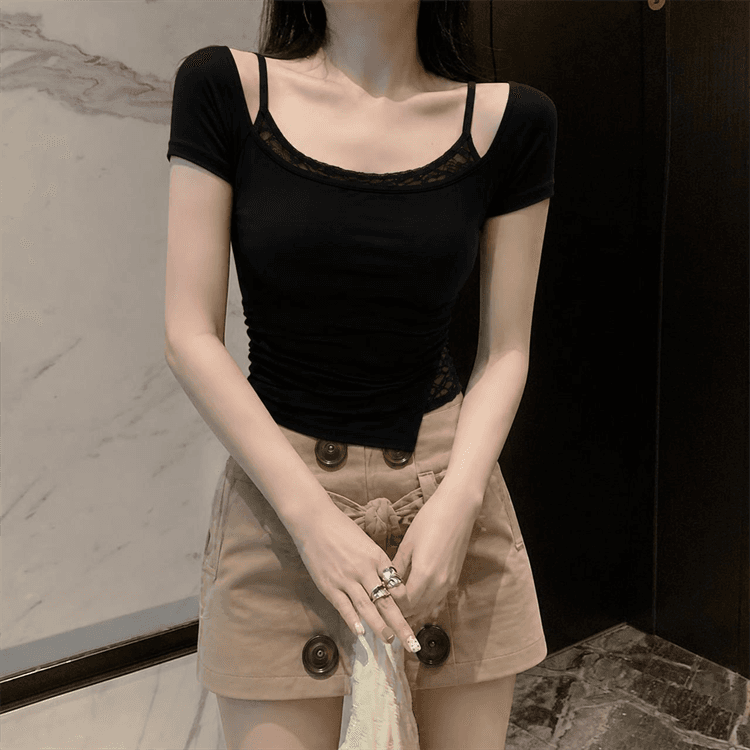실사 핫걸 레이스 슬립 맨위 투피스 세트 상세 이미지 3
