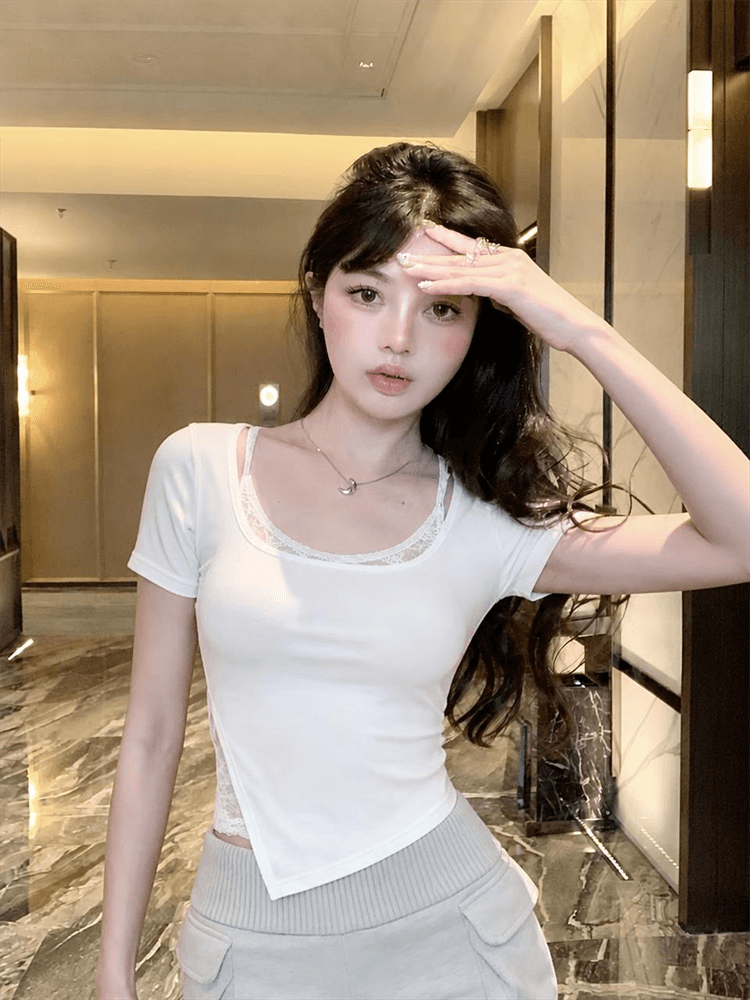실사 핫걸 레이스 슬립 맨위 투피스 세트 상세 이미지 9