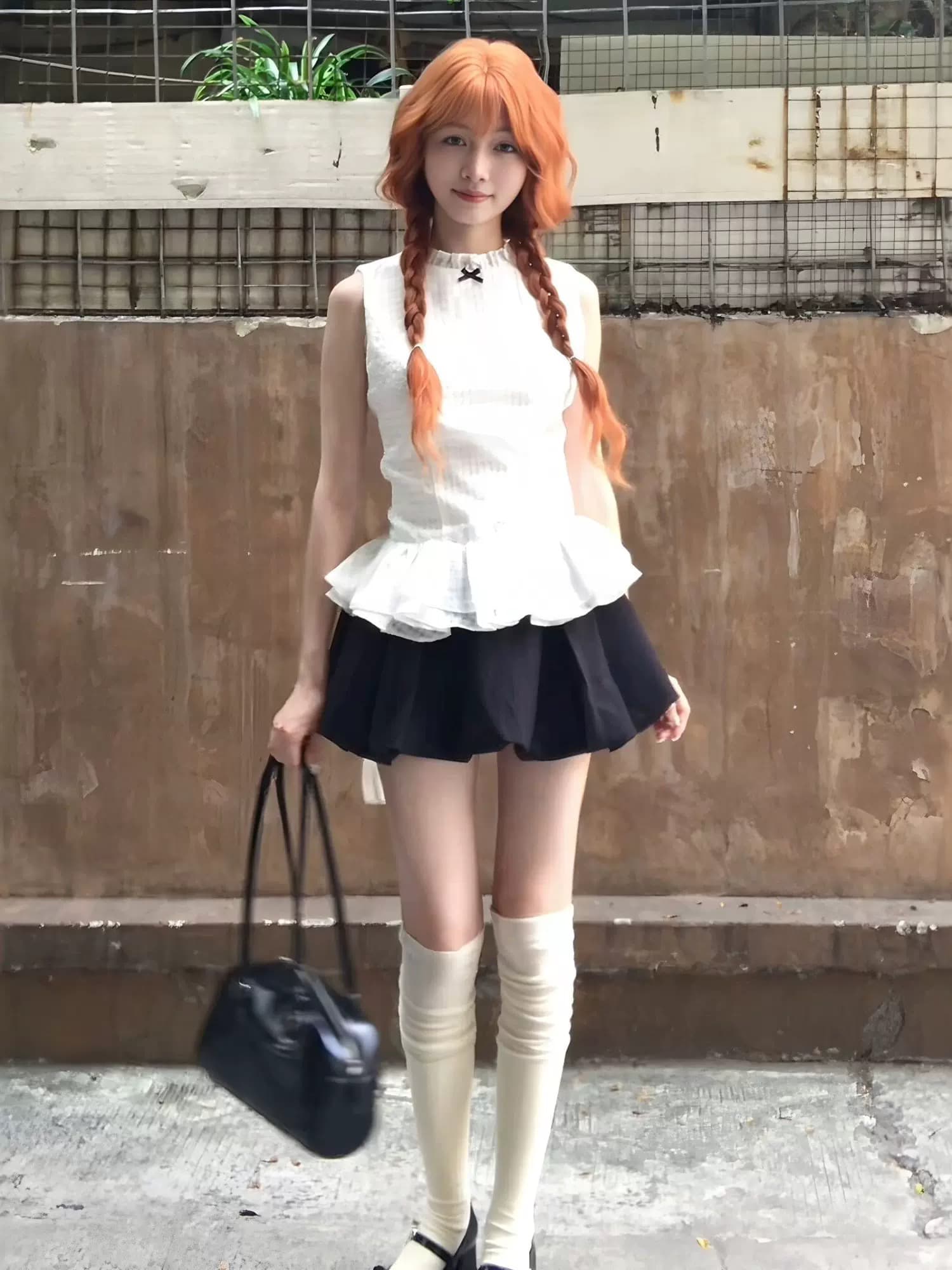 qdqd 한 부서 천 금빛 바람 품격 민소매 체크무늬 맨위 여름 허리 수축 슬림해 보이는 레이스 민소매 디자인 센스 티셔츠 이미지 4