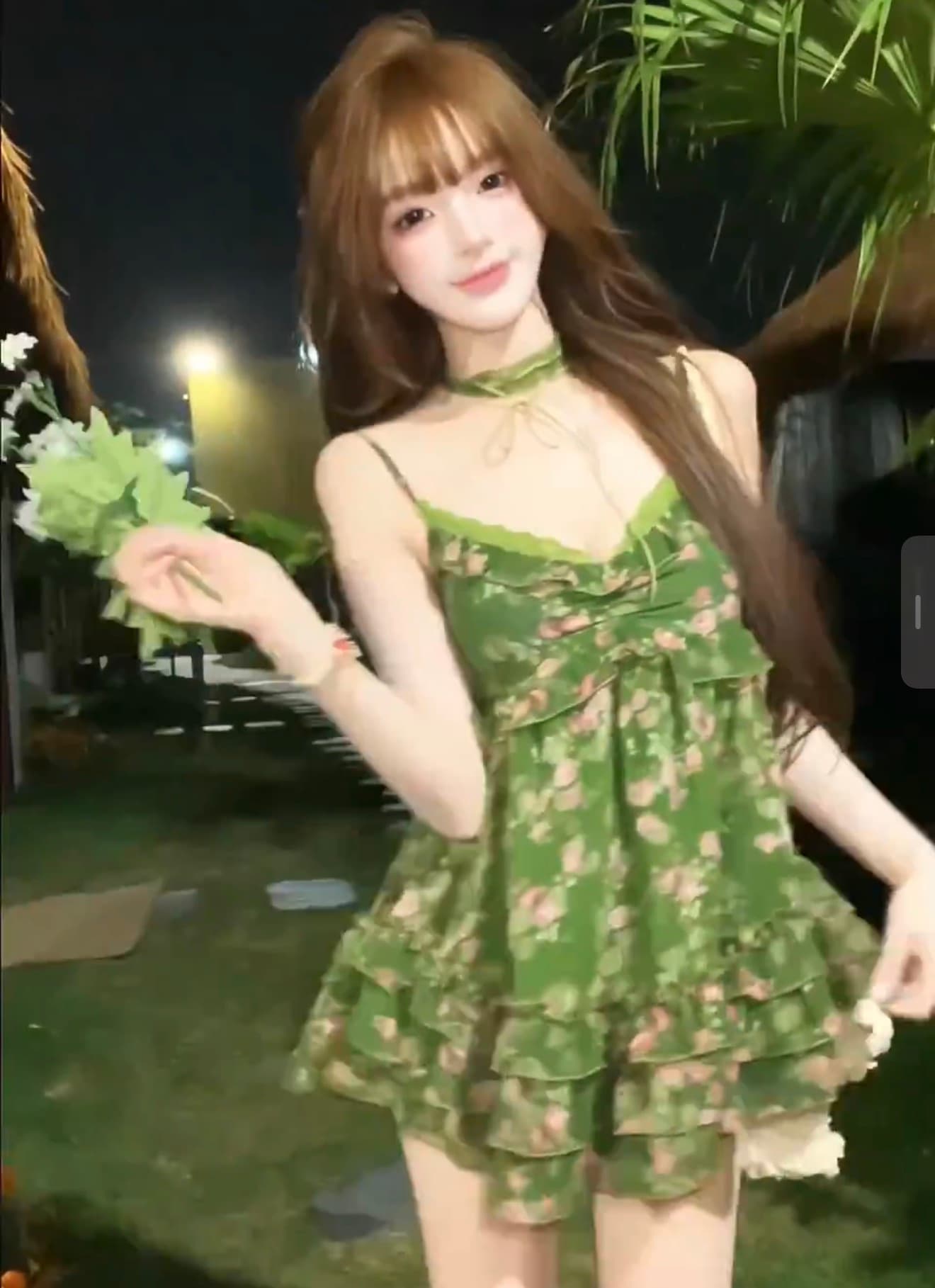 루이 茜 웨이 Sher S 그린 필드 팬 추적 봄 달콤함 전원 바람 중국 스타일 의류 점프 슈트 치마 상세 이미지 5