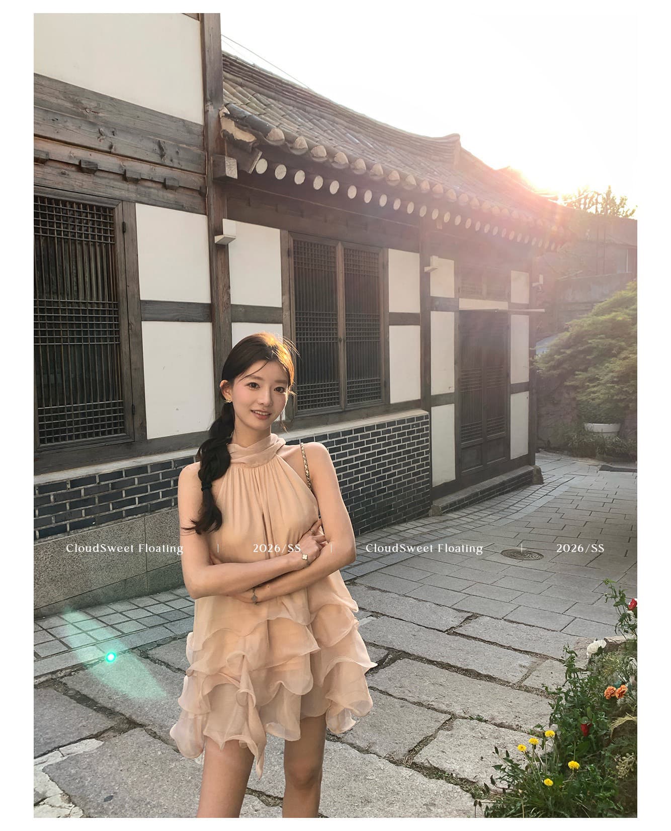 cloudsweet 흰 구름 달콤한 릴리 오브 더 밸리 여름 머리말 분위기 센스 핑크색 행침 목 드레스 민소매 쇼트 스타일 케이크 드레스 상세 이미지 5