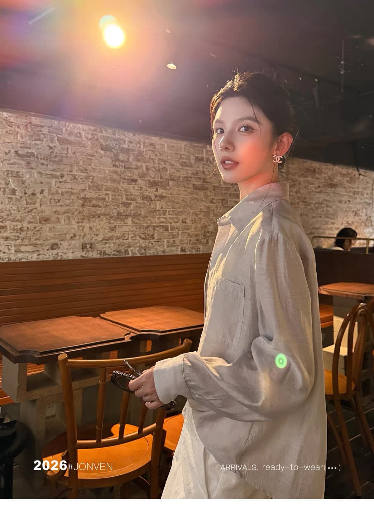 켜기 새로운 가을 새로운 패션 다용도 슬림해 보이는 품격 벨 랭 셔츠 레이스 조각 셔츠 상세 이미지 9