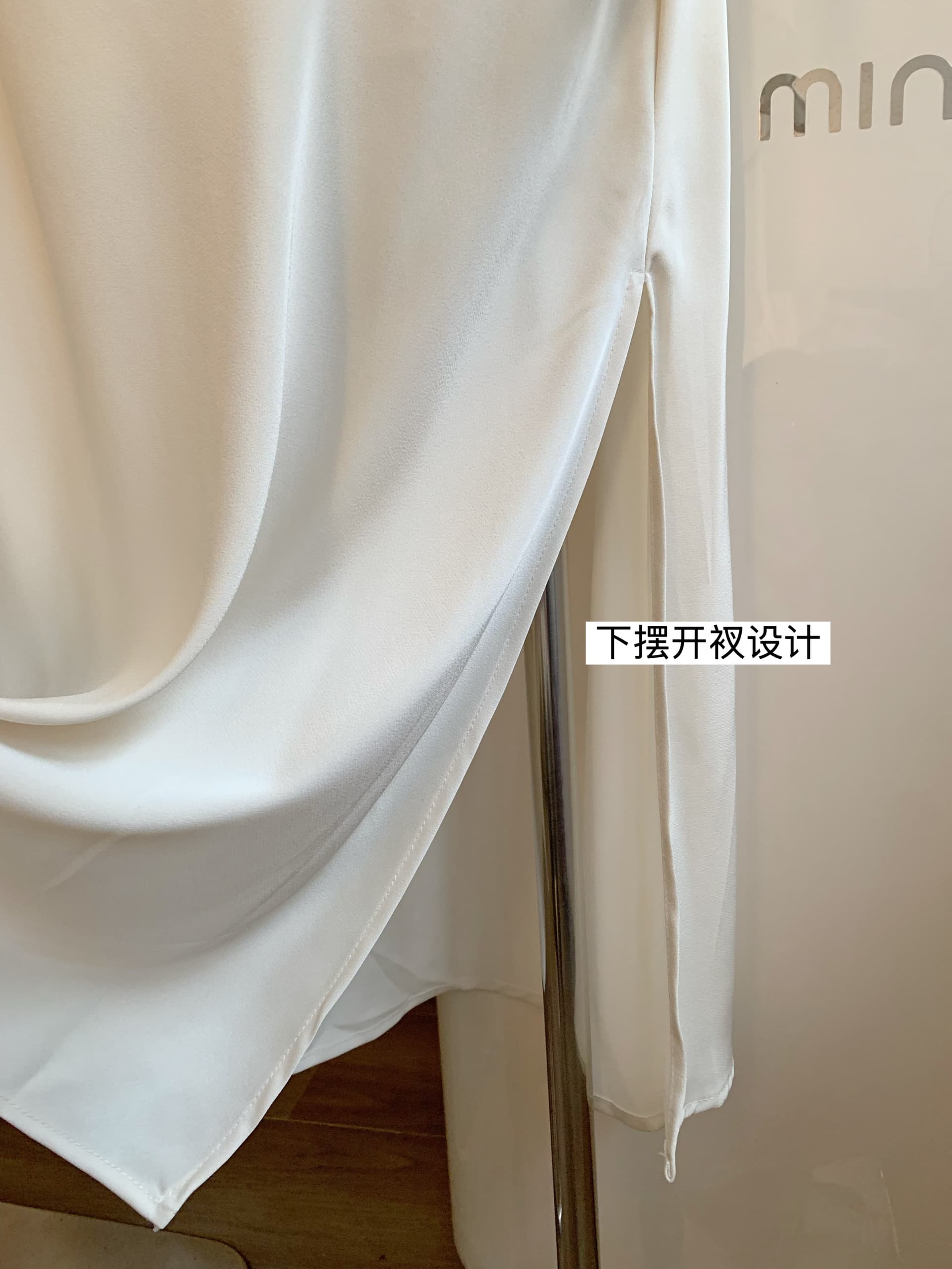 프랑스식 흔들다 칼라 트임 여성 드레스 고급 센스 꽃 주름 슬립 드레스 여름 우아함 백리스 새틴 롱 스커트 상세 이미지 6