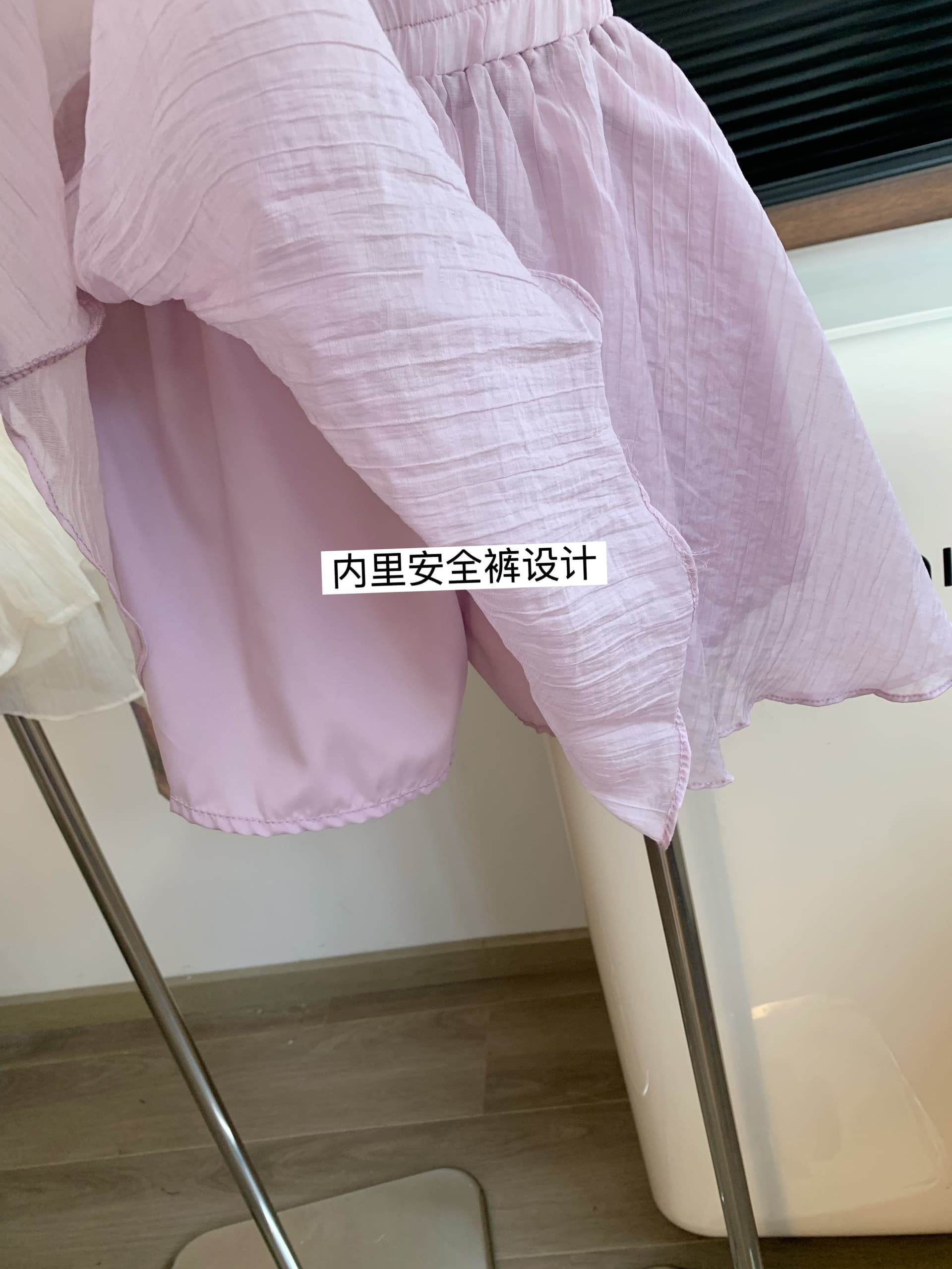 여름 착용 가져 가라. 전체 집합 고급 센스 아름다운 고유 한 보라색 프릴 긴팔 셔츠 반신 미니 스커트 투피스 세트 상세 이미지 10