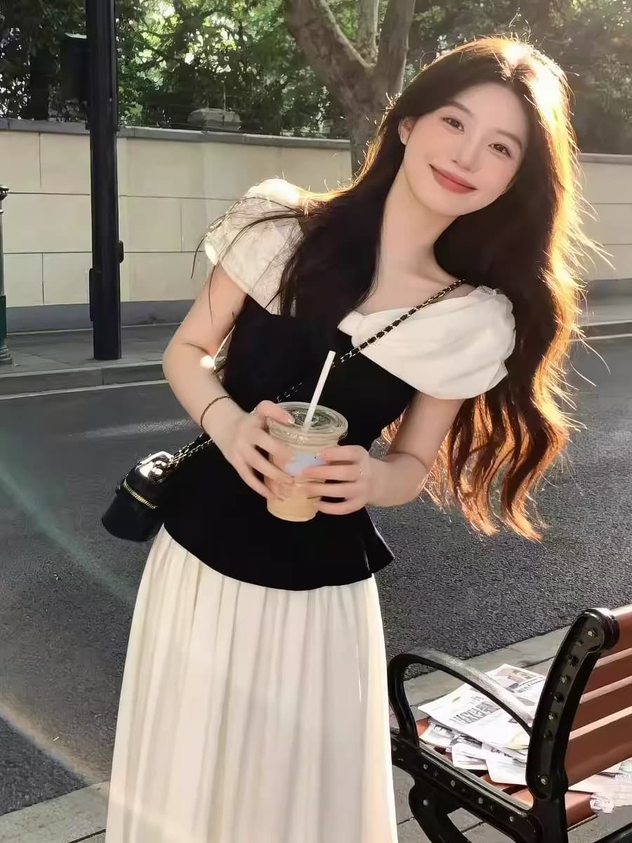 프랑스식 오프숄더 반팔 여성 셔츠 여름 디자인 센스 작은 대중 허리 수축 슬림해 보이는 품격 고급 센스 출퇴근 맨위 이미지 3
