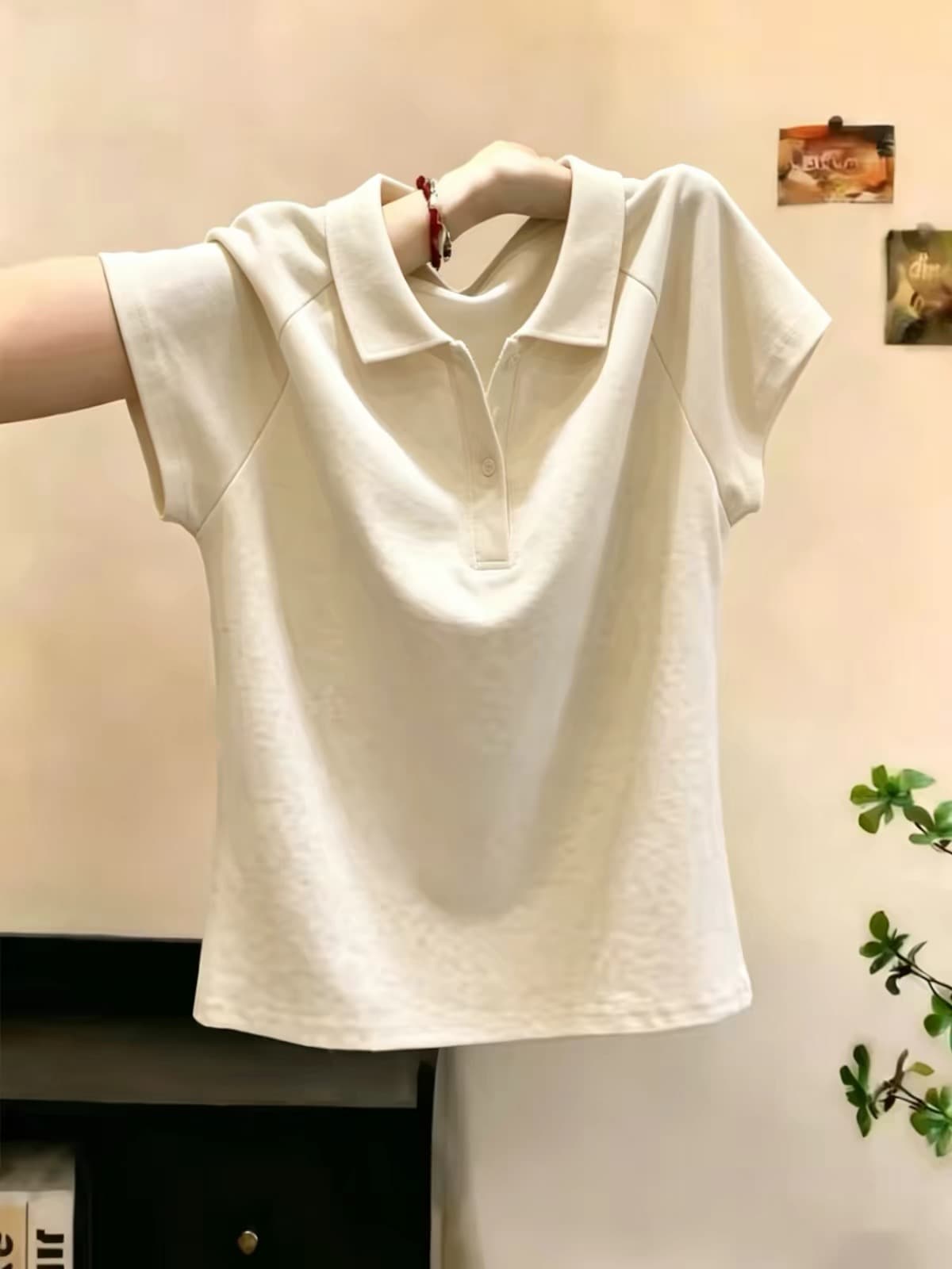 2026 슈퍼 화재 연령 감소 보라색 POLO 칼라 반팔 티셔츠 여성 여름 착용 가져 가라. 도파민 디자인 센스 작은 대중 맨위 이미지 3