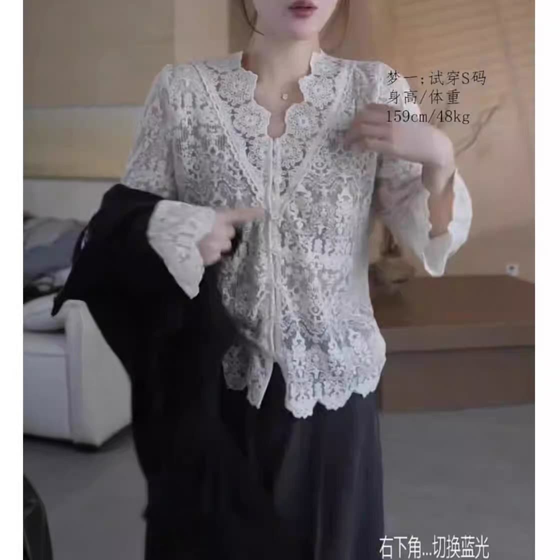 2026 가을 새로운 한 부서 패션 품격 새로운 슬림해 보이는 다용도 품격 레이스 맨위 여성 이미지 3