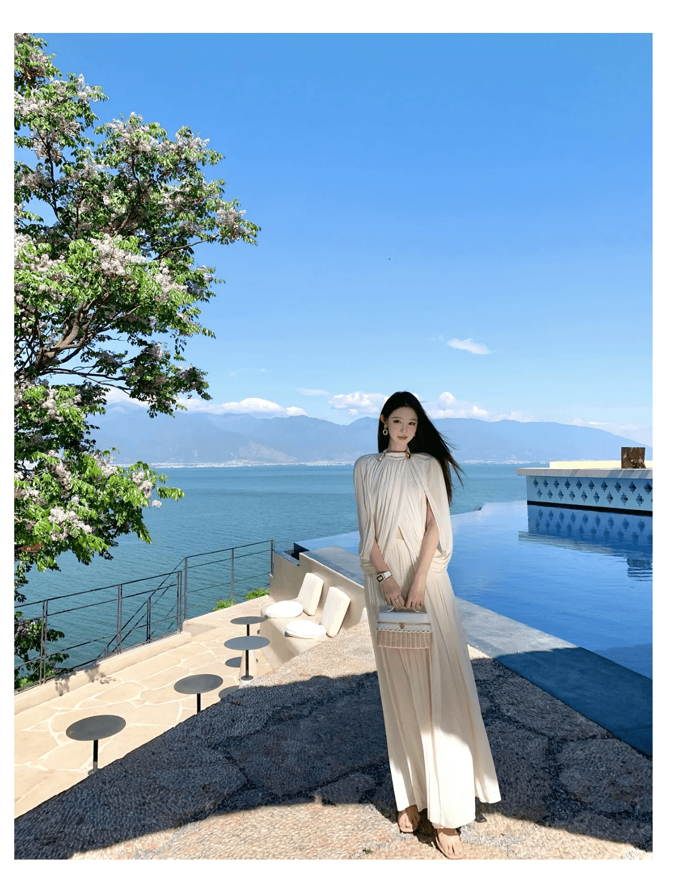 실사 프랑스식 디자인 센스 스탠드 칼라 패키지 어깨 주름 드레스 우아함 순수한 욕망 롱 스커트 상세 이미지 19