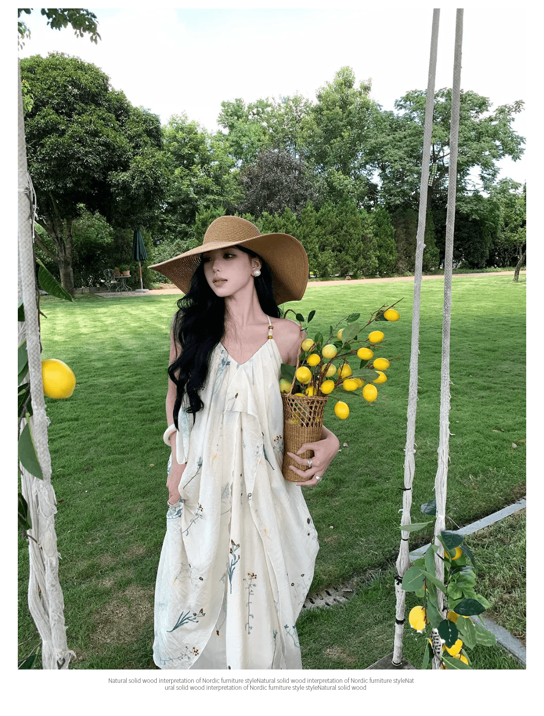 휴가 바람 자수 불규칙 민소매 행침 목 슬립 여성 드레스 여름 백리스 해변 길다 치마 상세 이미지 10