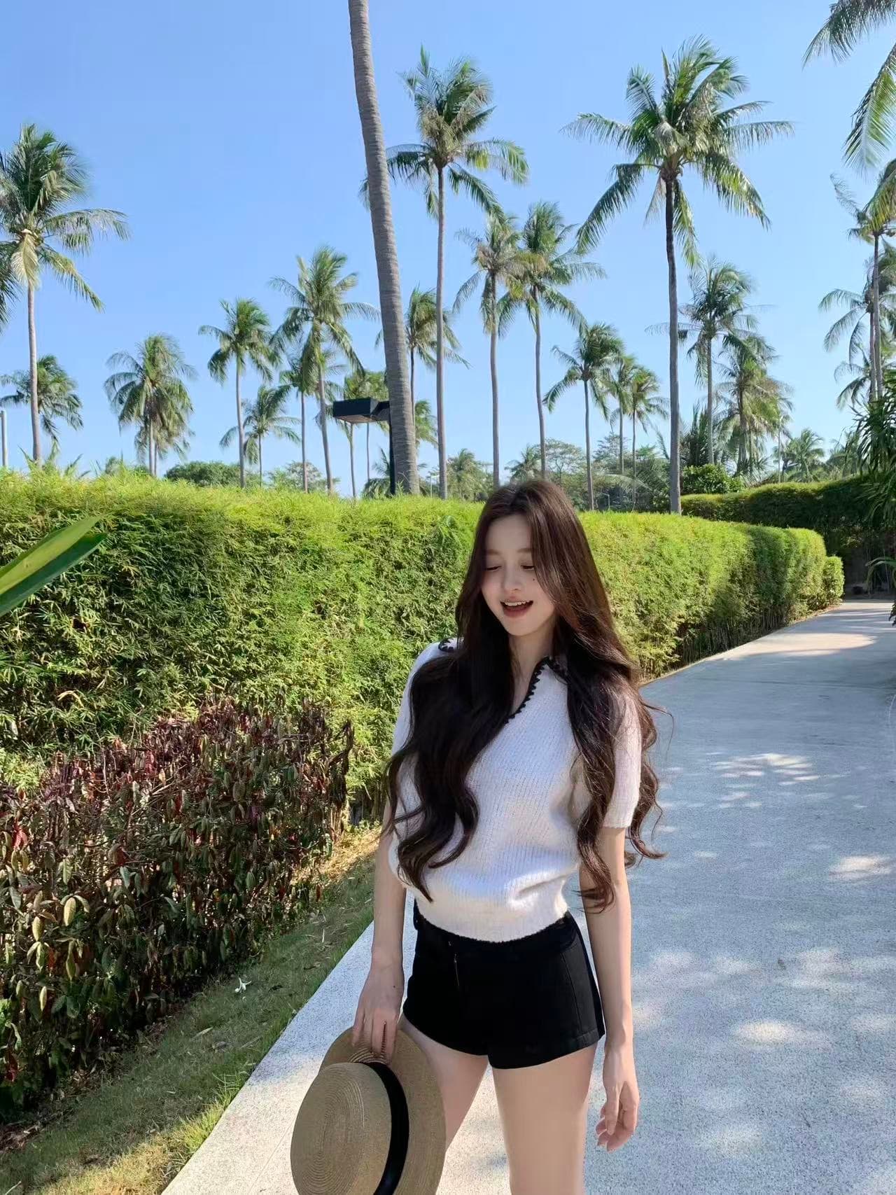 프랑스식 화이트 폴로 칼라 작은 샤넬 스타일 니트 스웨터 여성 여름 고급 천 골드 센스 품격 루즈핏 아름다운 반팔 맨위 상세 이미지 4