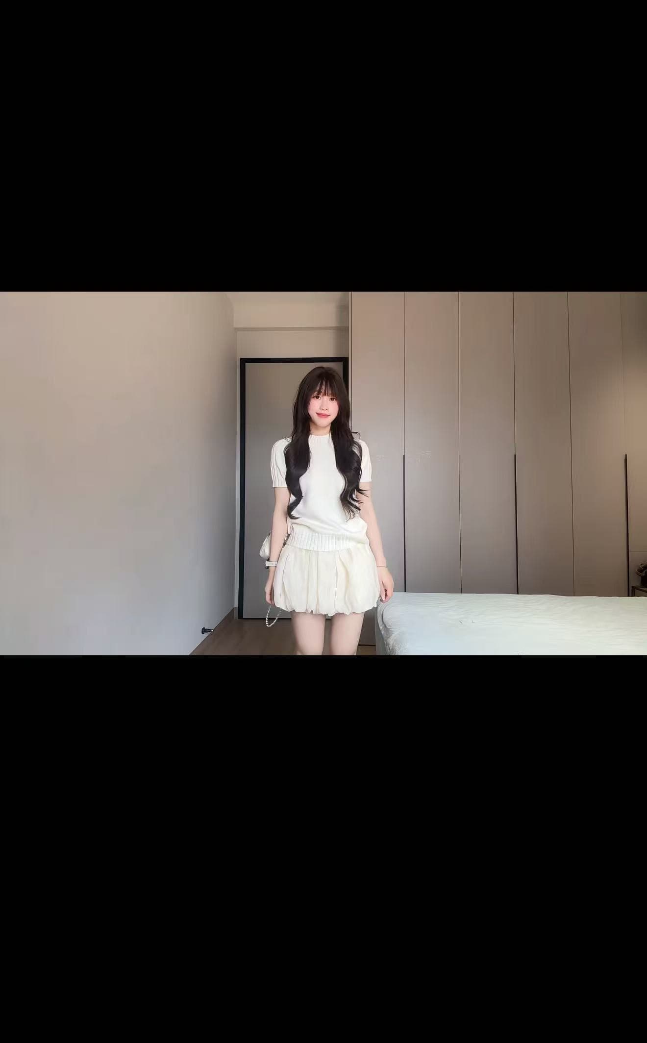 여름 코디 투피스 세트 반하이넥 반팔 니트 티셔츠 작은 키 꽃밭 한 마디 반신 스커트 미니 스커트 2025 상세 이미지 1