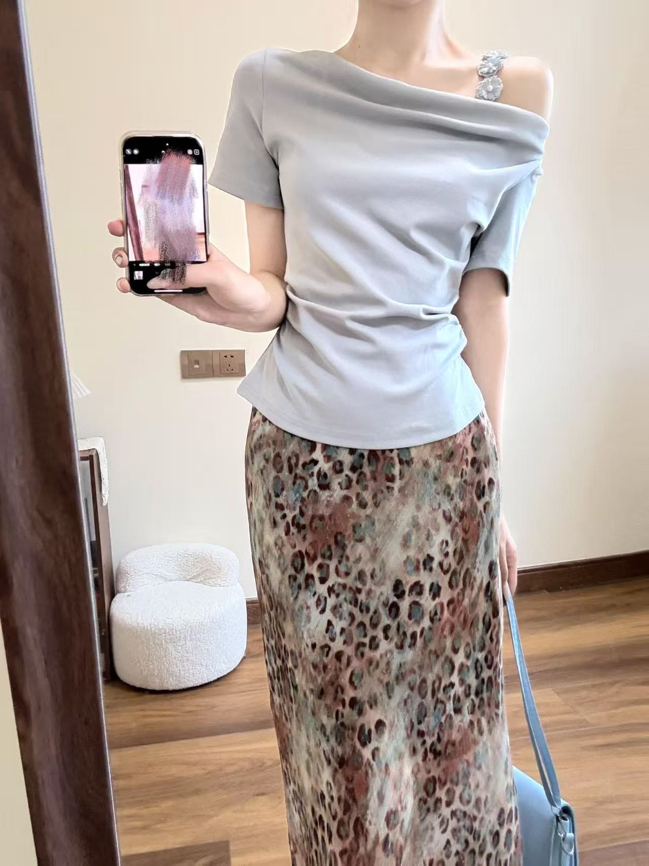 고급 자이언트 잘 생긴 레오파드 무늬 쉬폰 타이트 스커트 인어 꼬리 반신 스커트 여성 튀김 거리 고유 한 아름다운 반 스커트 롱 스커트 투피스 세트 이미지 3