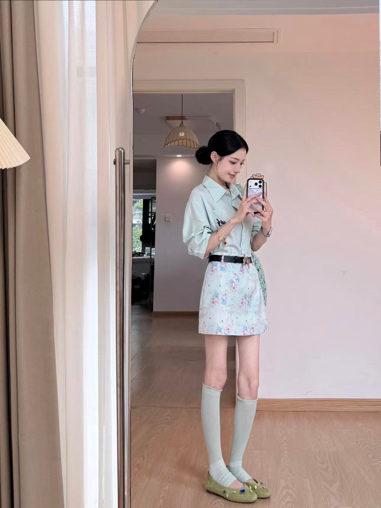여름 드레스 코디 전체 집합 빛 요리 한 로얄 자매 작은 키 아메리칸 달콤한 매운맛 바람 디자인 센스 맨위 치마 투피스 슈트 이미지 2