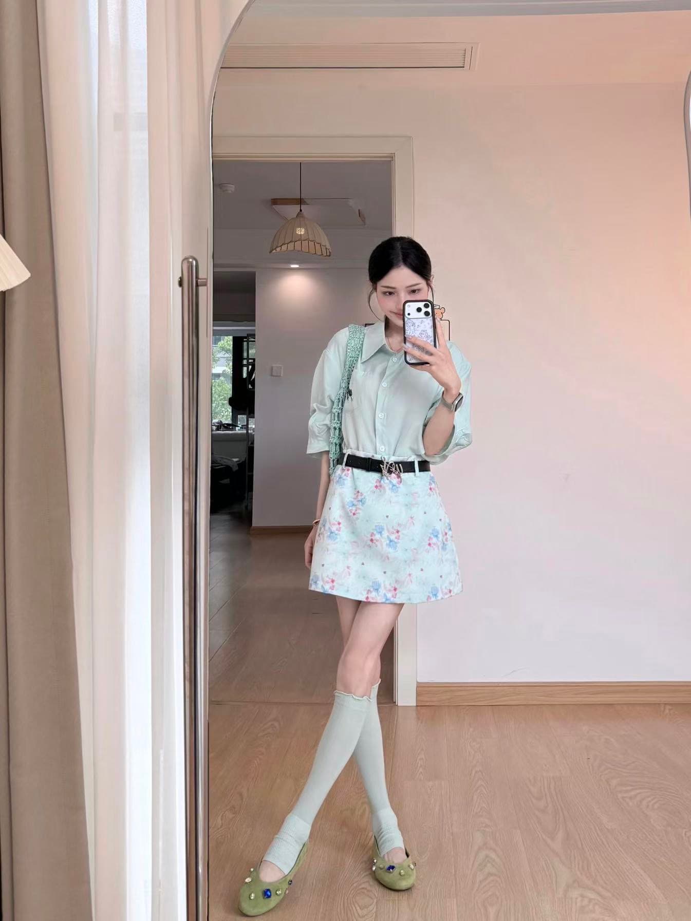 여름 드레스 코디 전체 집합 빛 요리 한 로얄 자매 작은 키 아메리칸 달콤한 매운맛 바람 디자인 센스 맨위 치마 투피스 슈트 상세 이미지 4