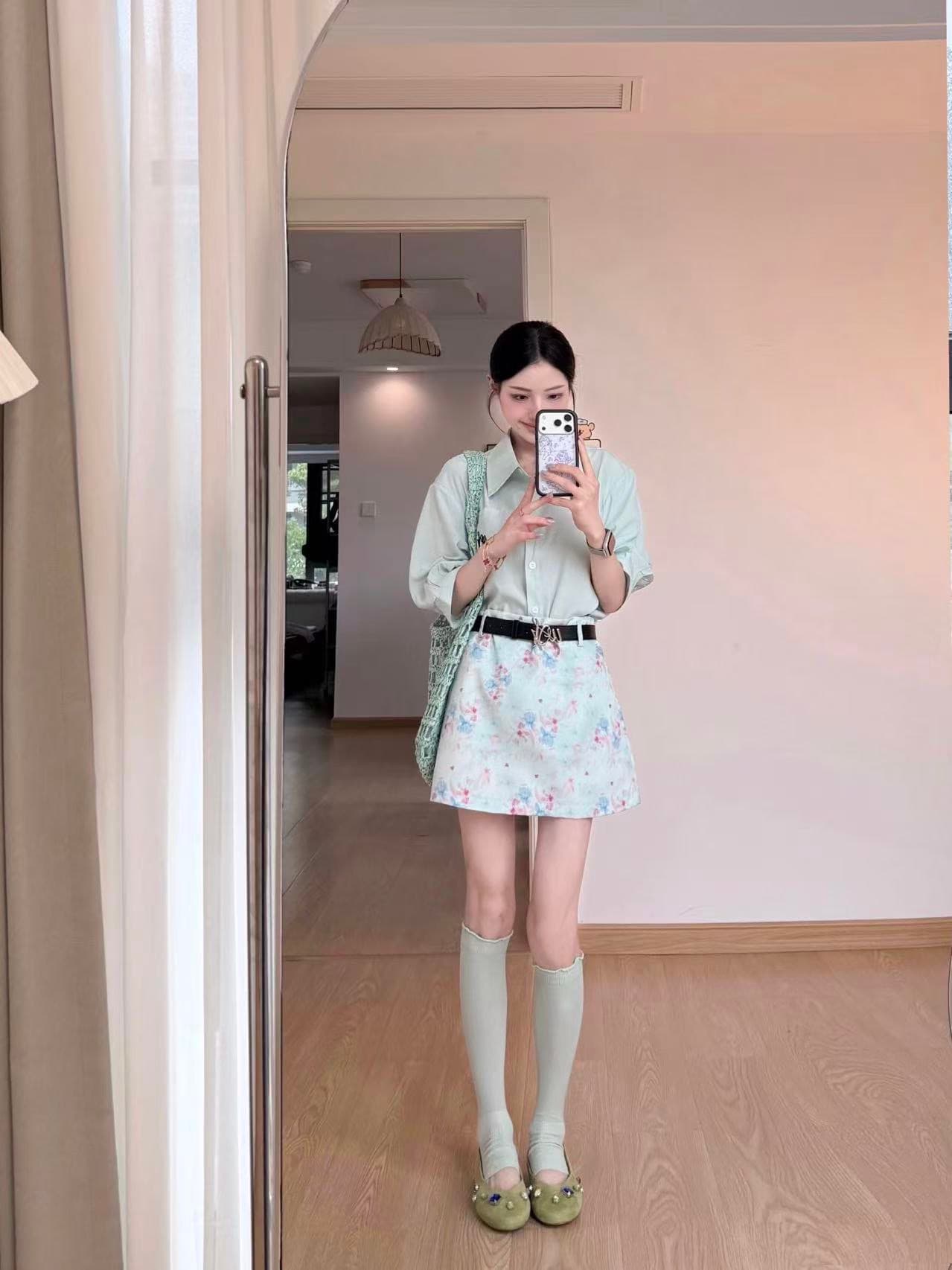 여름 드레스 코디 전체 집합 빛 요리 한 로얄 자매 작은 키 아메리칸 달콤한 매운맛 바람 디자인 센스 맨위 치마 투피스 슈트 상세 이미지 5