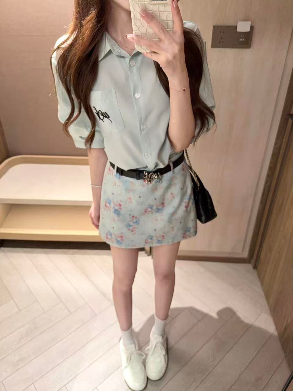 여름 드레스 코디 전체 집합 빛 요리 한 로얄 자매 작은 키 아메리칸 달콤한 매운맛 바람 디자인 센스 맨위 치마 투피스 슈트 이미지 3