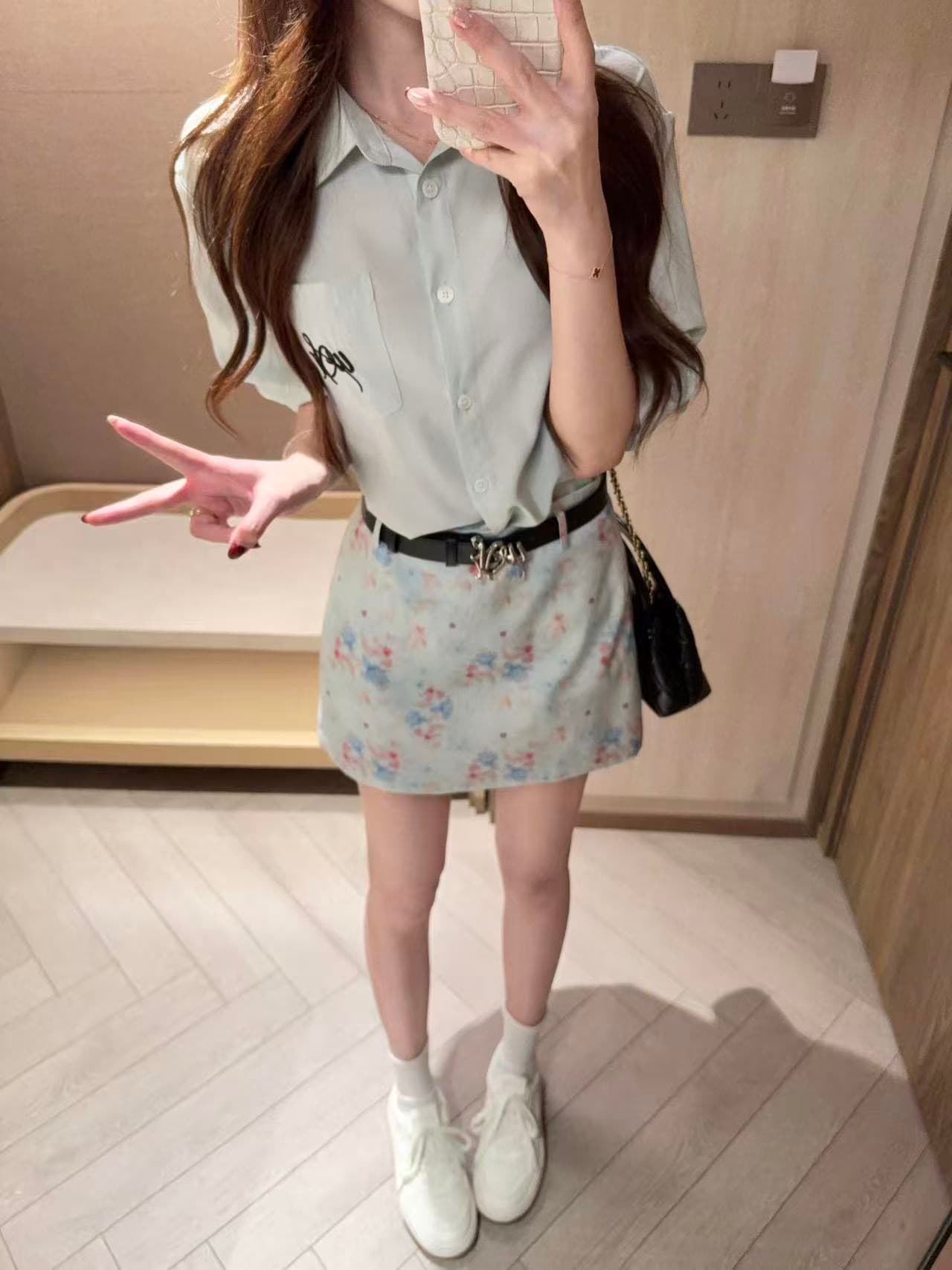 여름 드레스 코디 전체 집합 빛 요리 한 로얄 자매 작은 키 아메리칸 달콤한 매운맛 바람 디자인 센스 맨위 치마 투피스 슈트 상세 이미지 1
