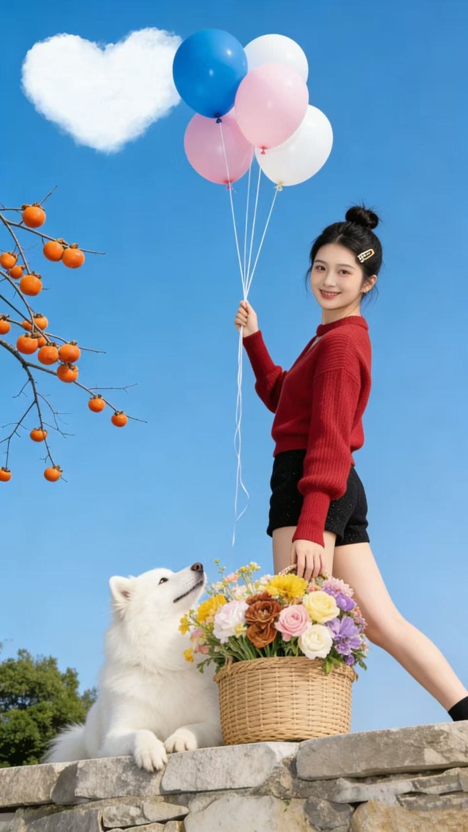 가을 자이언트 잘 생긴 ~ 중 한 부서 서리가 내린 착용 코디 전체 집합 고유 한 아름다운 빨간색 스웨터 투피스 슈트 여성 상세 이미지 3