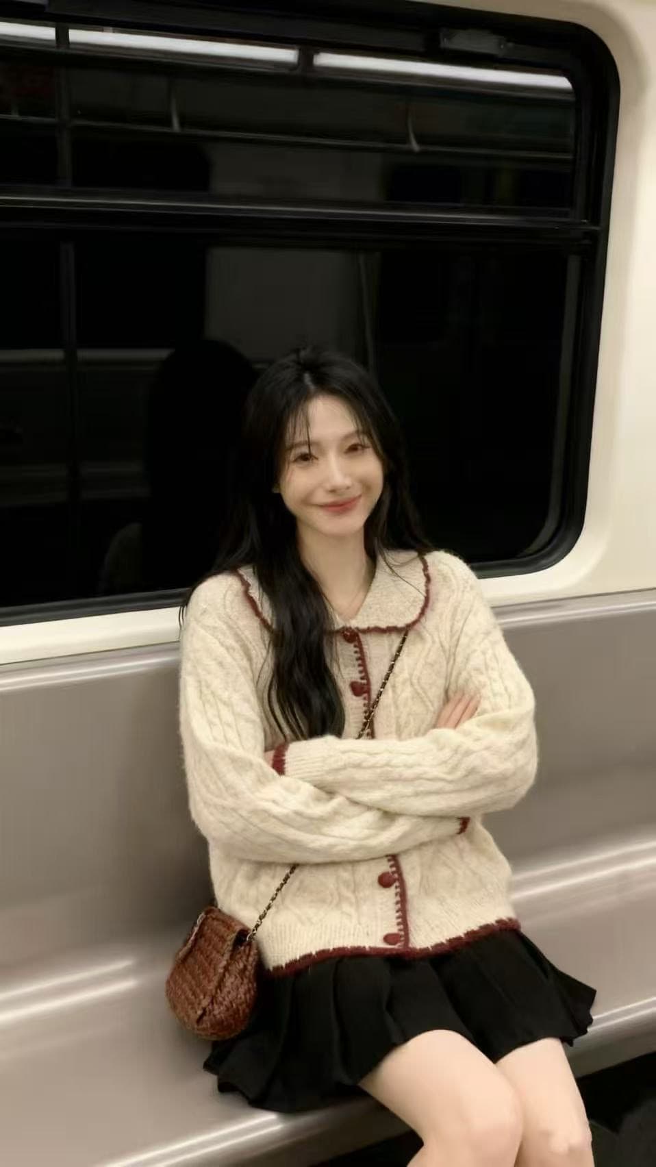 한 부서 느긋한 바람 베이비 칼라 긍정적 인 어깨 스웨터 여성 코트 2026 가을 빅 사이즈 지방 mm 하트 버클 니트 오픈 가디건 이미지 2