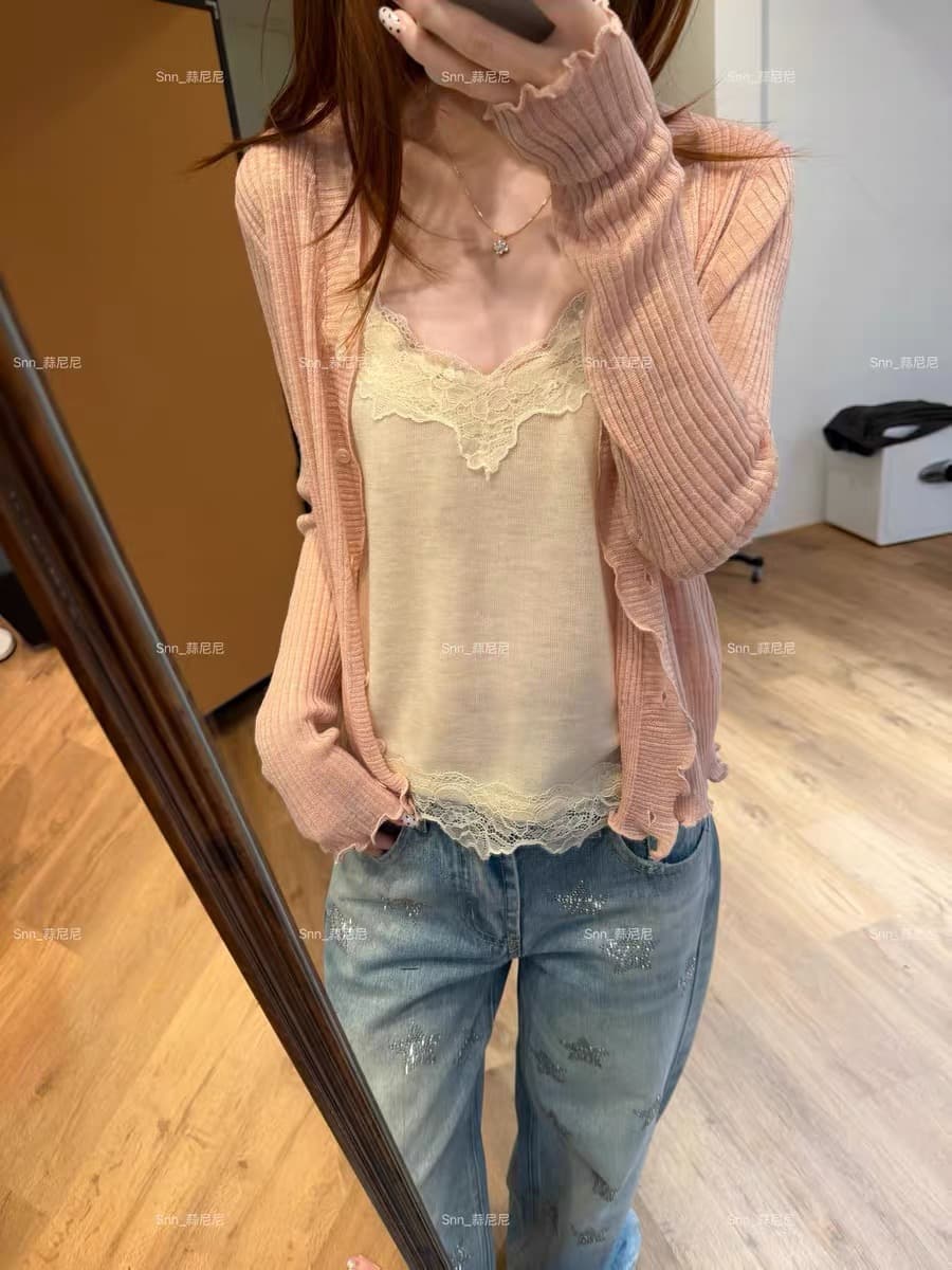 마늘 니켈 니켈 한 눈 청 ~을 통해 디스플레이 얇고 작은 외부 가져 가라. V넥 부서 버클 업 의류 품격 슬림해 보이는 오픈 가디건 여성 코트 351 상세 이미지 3