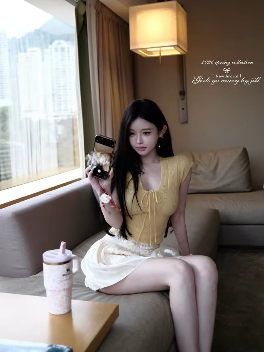 jill 대 자매 카운터 회의 재개 착용 ~ 중 니트 시리즈 레이스업 맨위 상세 이미지 1