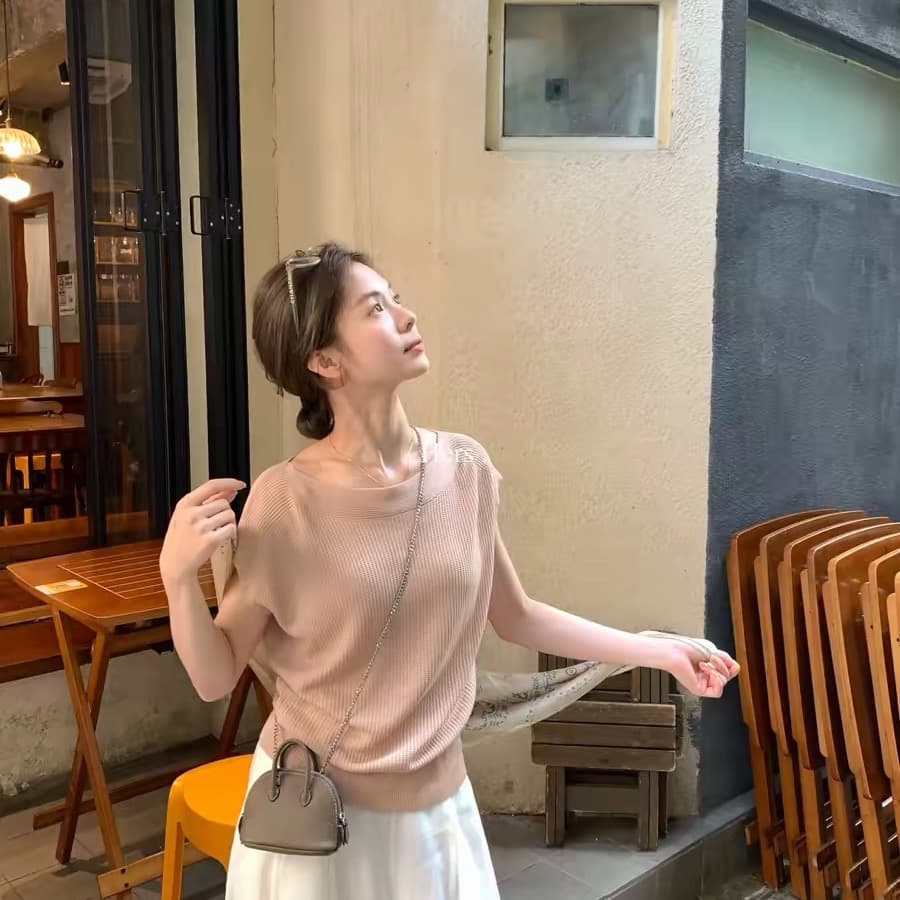한숟가락 달콤한 hers 작은 날다 소매 품격 풀오버 니트 스웨터 2026 봄 디자인 센스 맨위 여성 08160 이미지 5