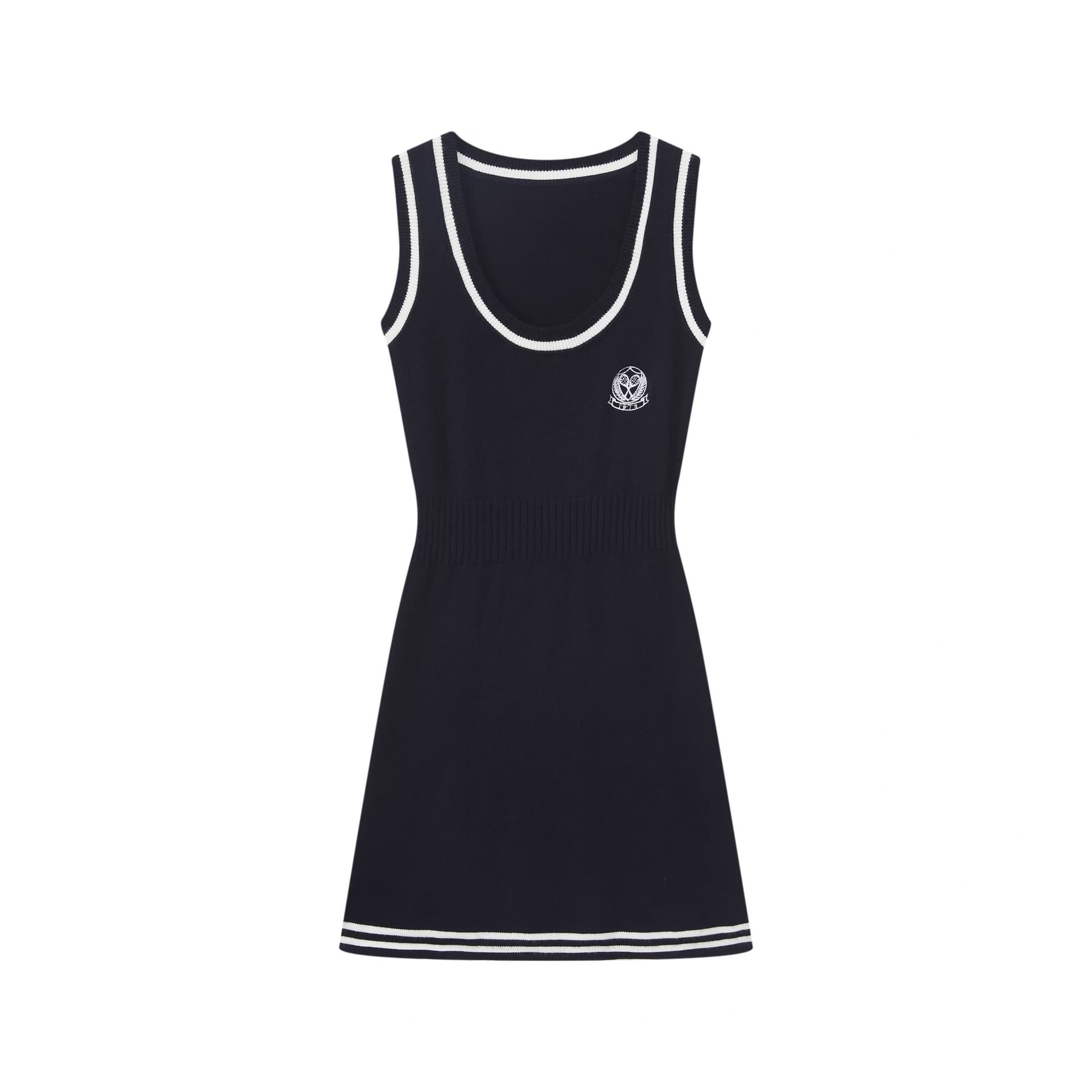 자동차 늦게 En chien tennis girl 학원 스타일 자수 니트 원피스 여름 허리 수축 타이트 스커트 점프 슈트 미니 스커트 여성 상세 이미지 5