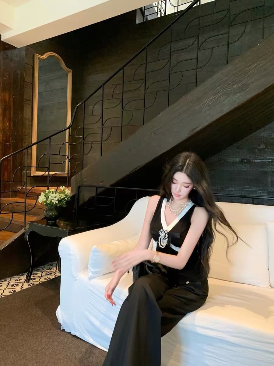 barbchill 세련된 출퇴근 세트 office lady 얼음 센스 니트 조끼 이미지 2
