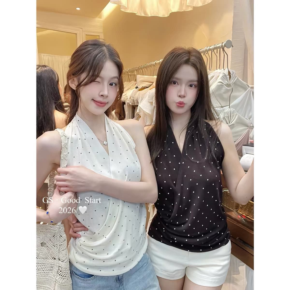 s.good start- 센스 다시 달콤한 다시 매운맛 한 부서 달콤함 소녀 센스 도트 무늬 행침 목 니트 조끼 d1375 상세 이미지 1