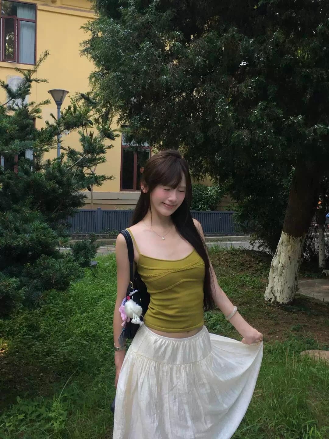 pumpkin 한국 작은 대중 구덩이 기사 가슴 선 모직물 조끼 여성 여름 허리 수축 작은 낮은 네크라인 디스플레이 화이트 슬립 맨위 이미지 2