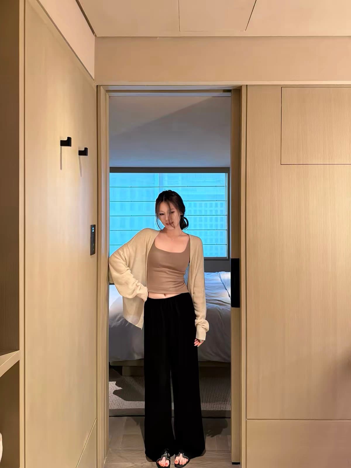 나비 보물 웃음 라이 경기 서울 아마 느긋한 센스 배트윙 소매 루즈핏 오픈 가디건 슬림해 보이는 재킷 여성 고급 센스 외부 가져 가라. 상세 이미지 2