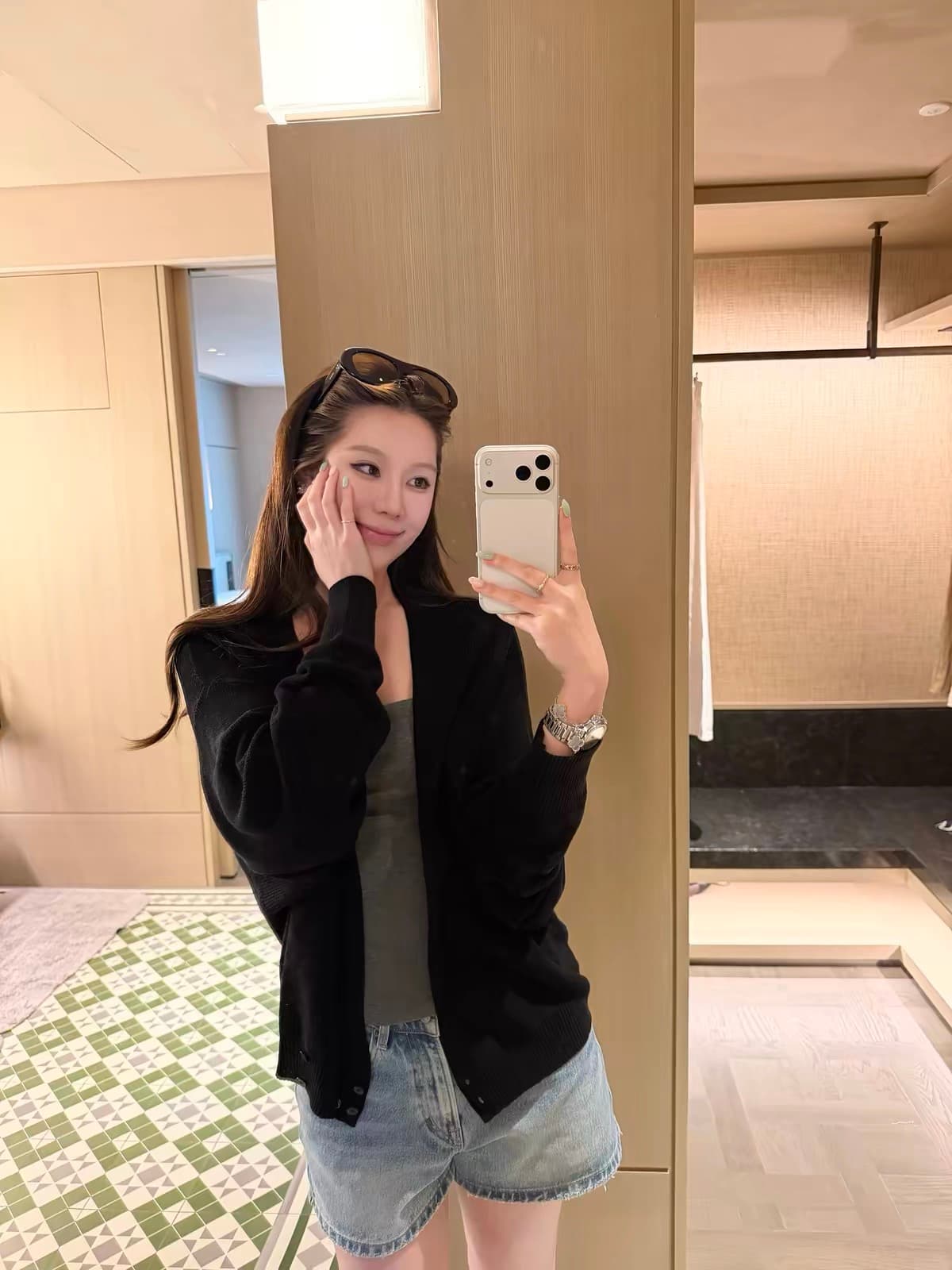 나비 보물 웃음 라이 경기 서울 아마 느긋한 센스 배트윙 소매 루즈핏 오픈 가디건 슬림해 보이는 재킷 여성 고급 센스 외부 가져 가라. 상세 이미지 4