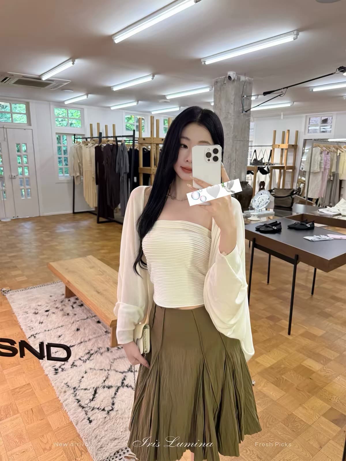 iris lumina 예약하기 어둡고 조용한 장난 구 oni 주간 실크 긴팔 세트 여성 이른 가을 튜브탑 외부 셔츠 투피스 세트 이미지 4