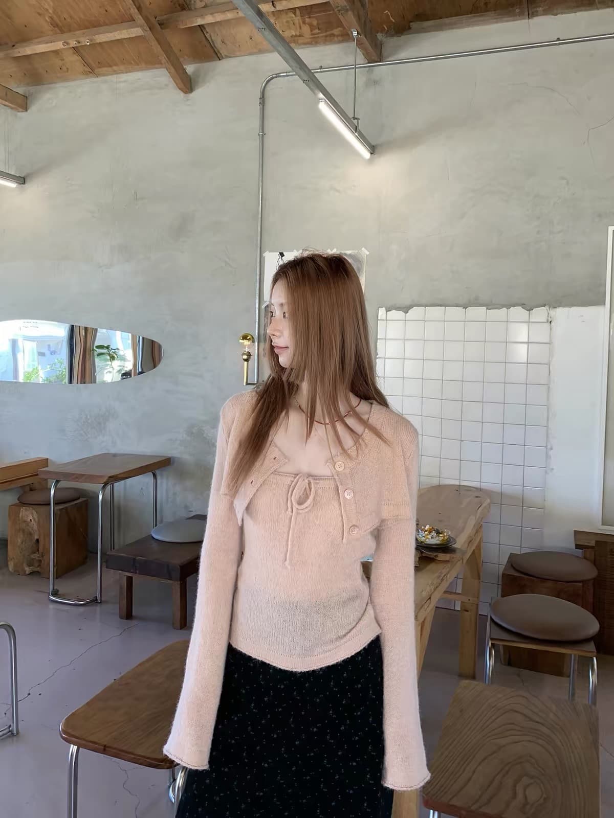레드 맨 파빌리온 양모 니트 스웨터 여성 자이언트 잘 생긴 ~ 중 가을 착용 가져 가라. 파란색 외부 잡아라. 의류 스웨터 코트 투피스 세트 이미지 3