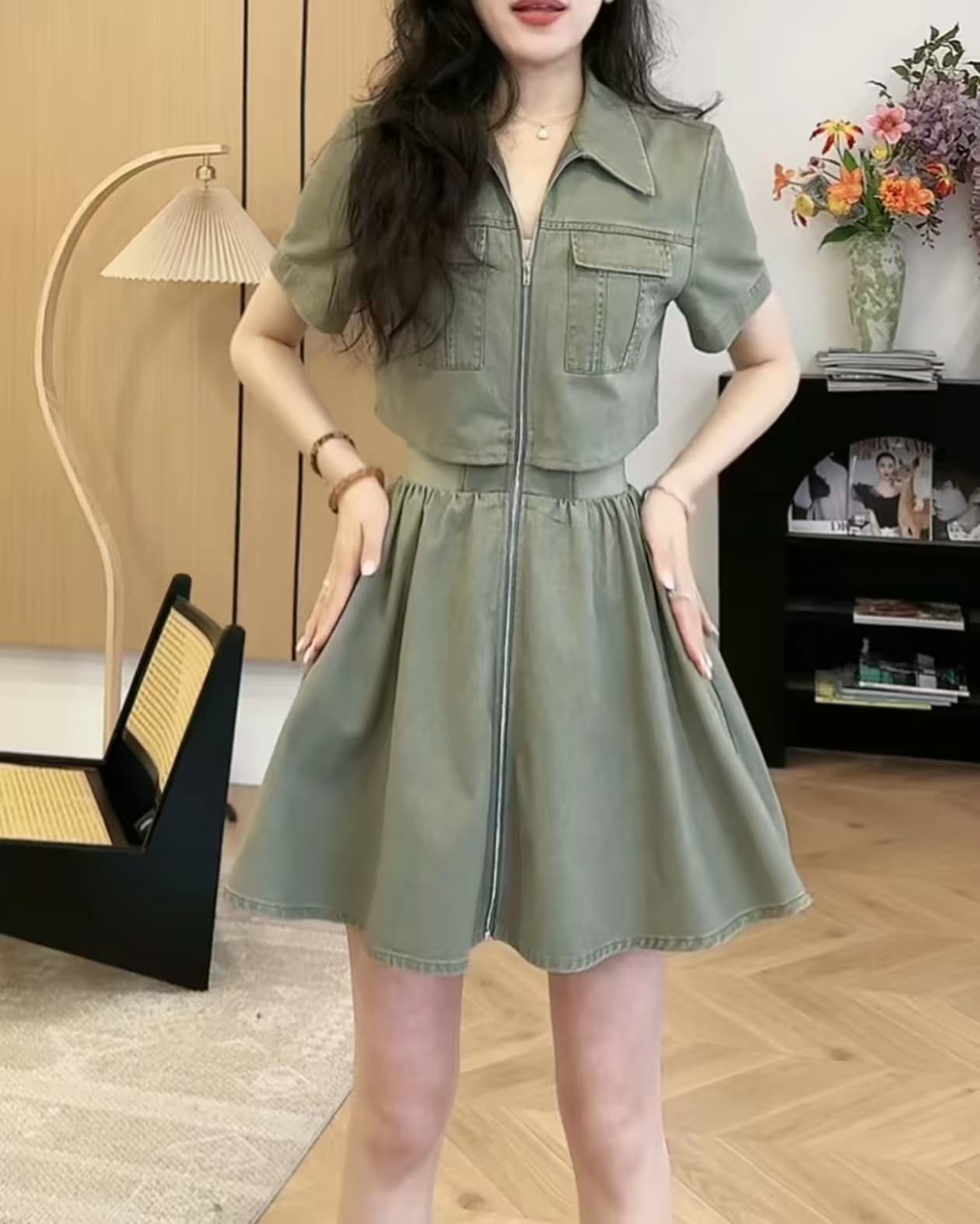 작은 키 품격 연령 감소 워크웨어 바람 드레스 여성 의류 2026 여름 새로운 핫걸 차가운 바람의 소리 셔츠 A라인 스커트 상세 이미지 6