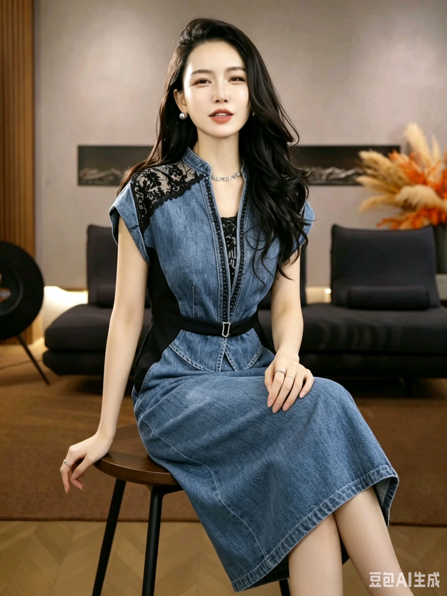 데님 패치워크 드레스 이미지 2