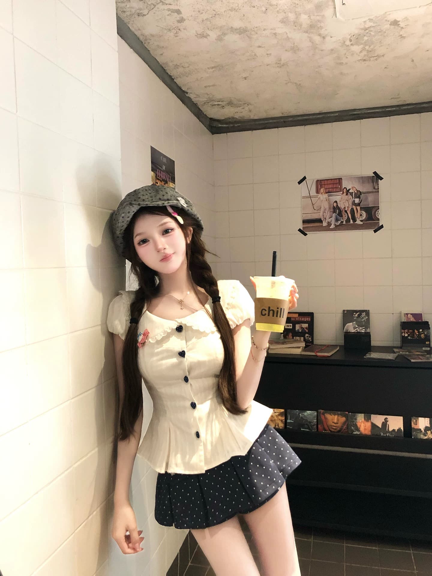 루이 茜 웨이 Sher S 바다 소금 우유 표지 순수한 욕망 핫걸 바람 중국 스타일 의류 맨위 치마 바지 상세 이미지 3