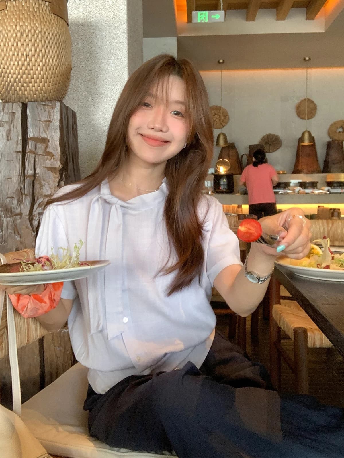 sisilyon 부드러운 인자 한 부서 가스 질감 리본 칼라 셔츠 여성 여름 작은 키 미니멀리즘 허리 수축 작은 셔츠