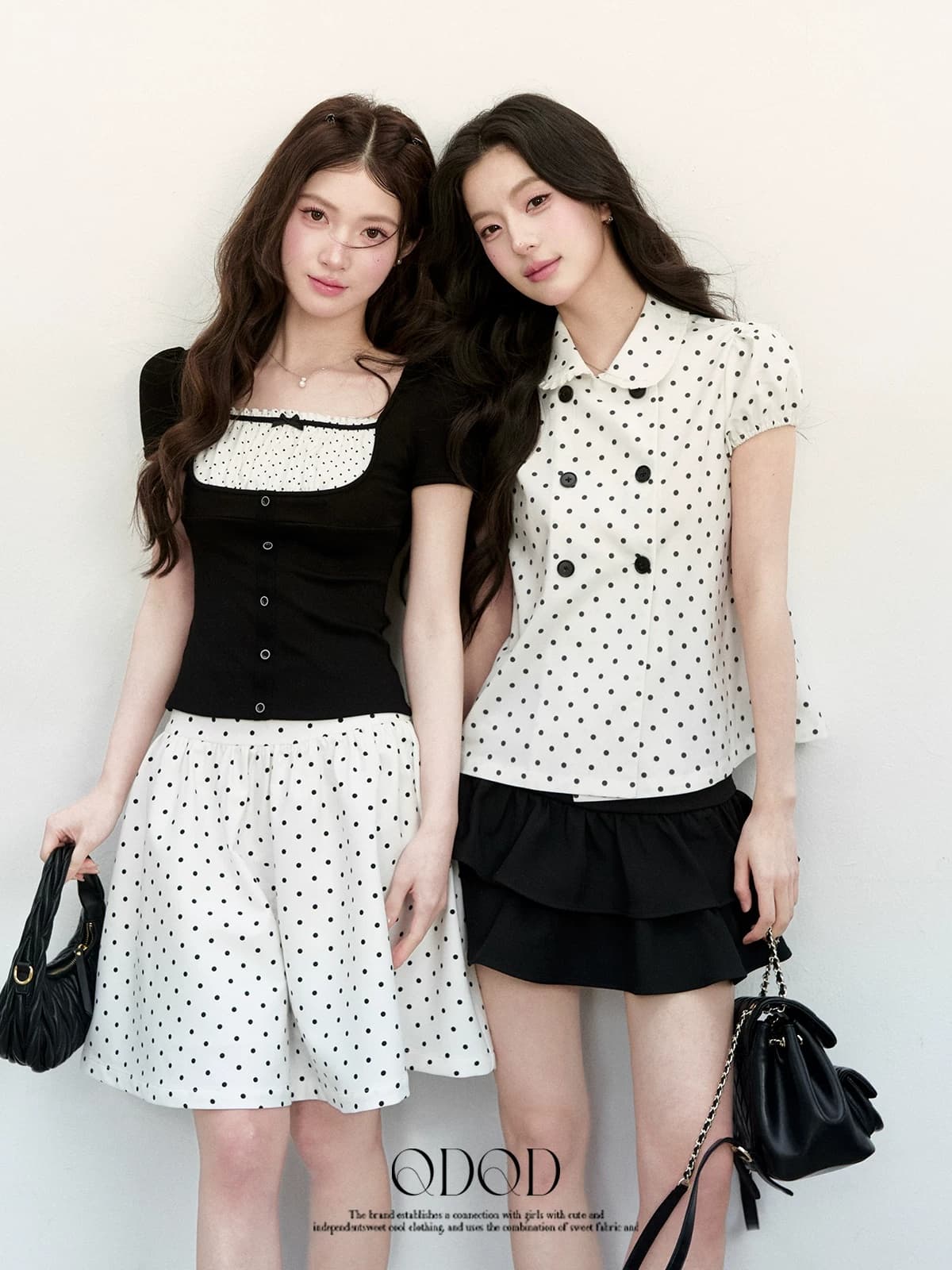 qdqd 작은 샤넬 스타일 도트 무늬 반팔 셔츠 여름 새로운 달콤함 베이비 칼라 이중 버튼 화이트 셔츠 상세 이미지 4
