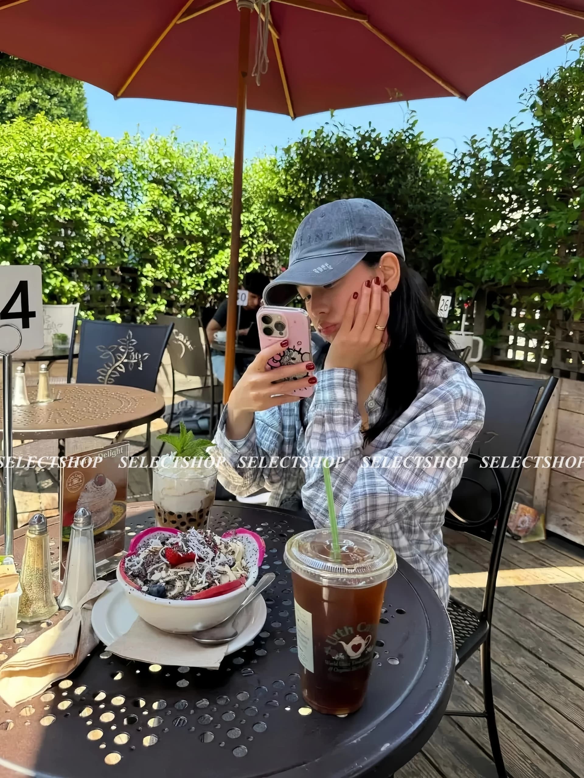 한국 스트레이트 판매 진 지우 시우 nadneedz 여름 캐주얼 체크무늬 긴팔 자외선 차단 얇은 스타일 셔츠 재킷 블라우스 여성 상세 이미지 3