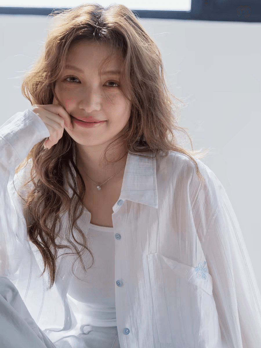 momolife 청소 상쾌 라이 경기 서울 블루 스트라이프 자외선 차단 셔츠 2026 여성 여름 화이트 자수 긴팔 셔츠 상세 이미지 1