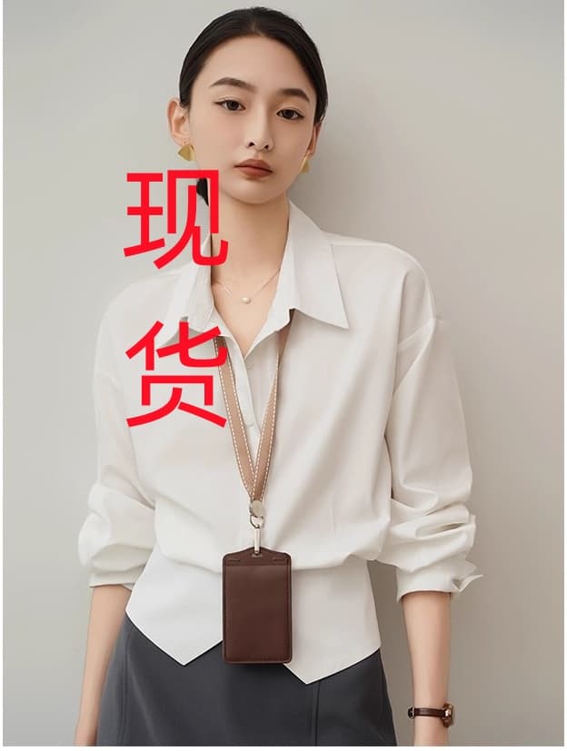 achu 훌륭함 자르기 화이트 허리 수축 여성 셔츠 여름 경력 출퇴근 착용 가져 가라. 셔츠 트임 디자인 센스 맨위 상세 이미지 3