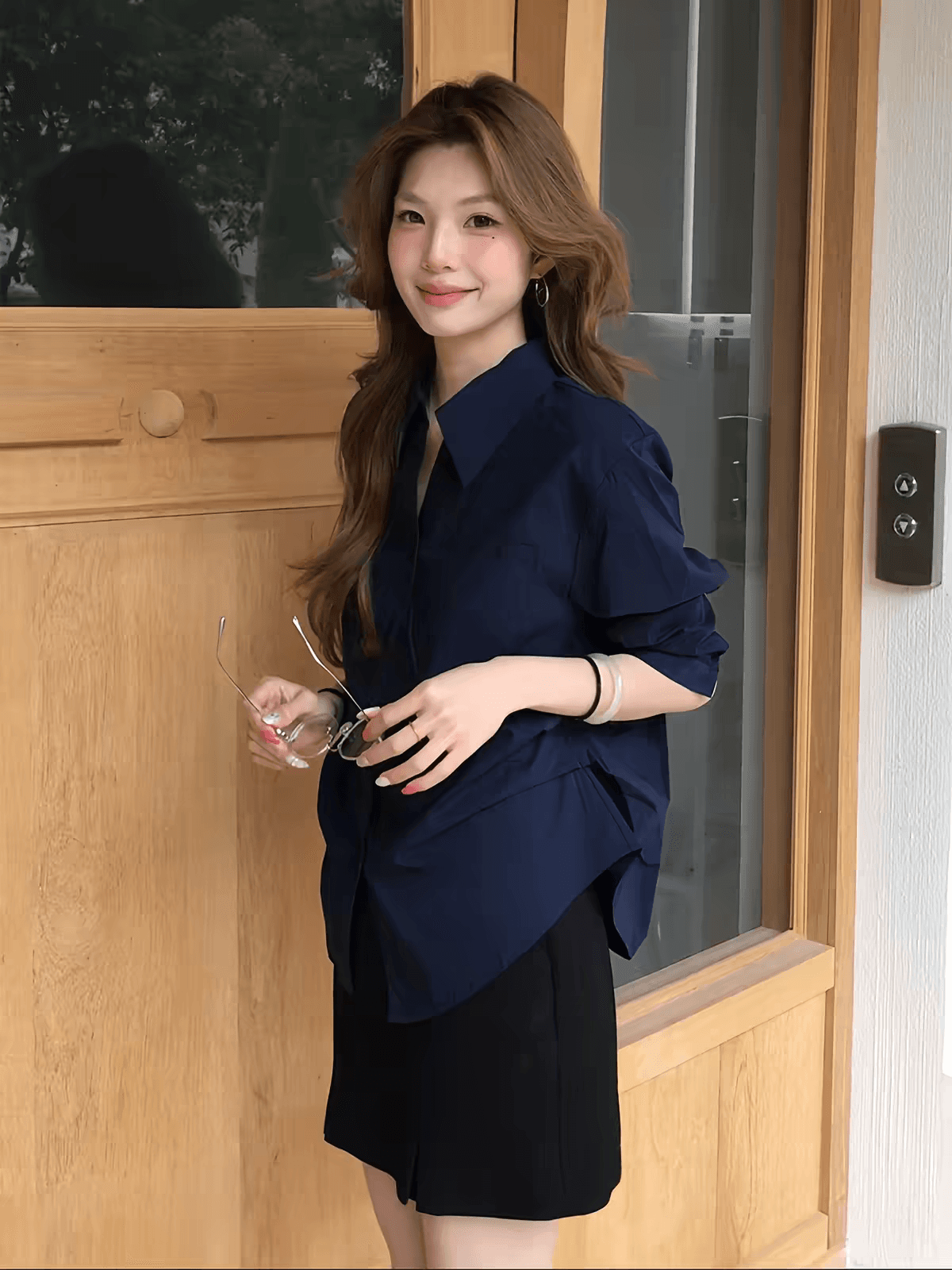sadsoil 기초 섹션 화이트 명중 Pleat 여성 셔츠 봄 가을 루즈핏 캐주얼 긴팔 분위기 센스 맨위 셔츠 여성 이미지 3