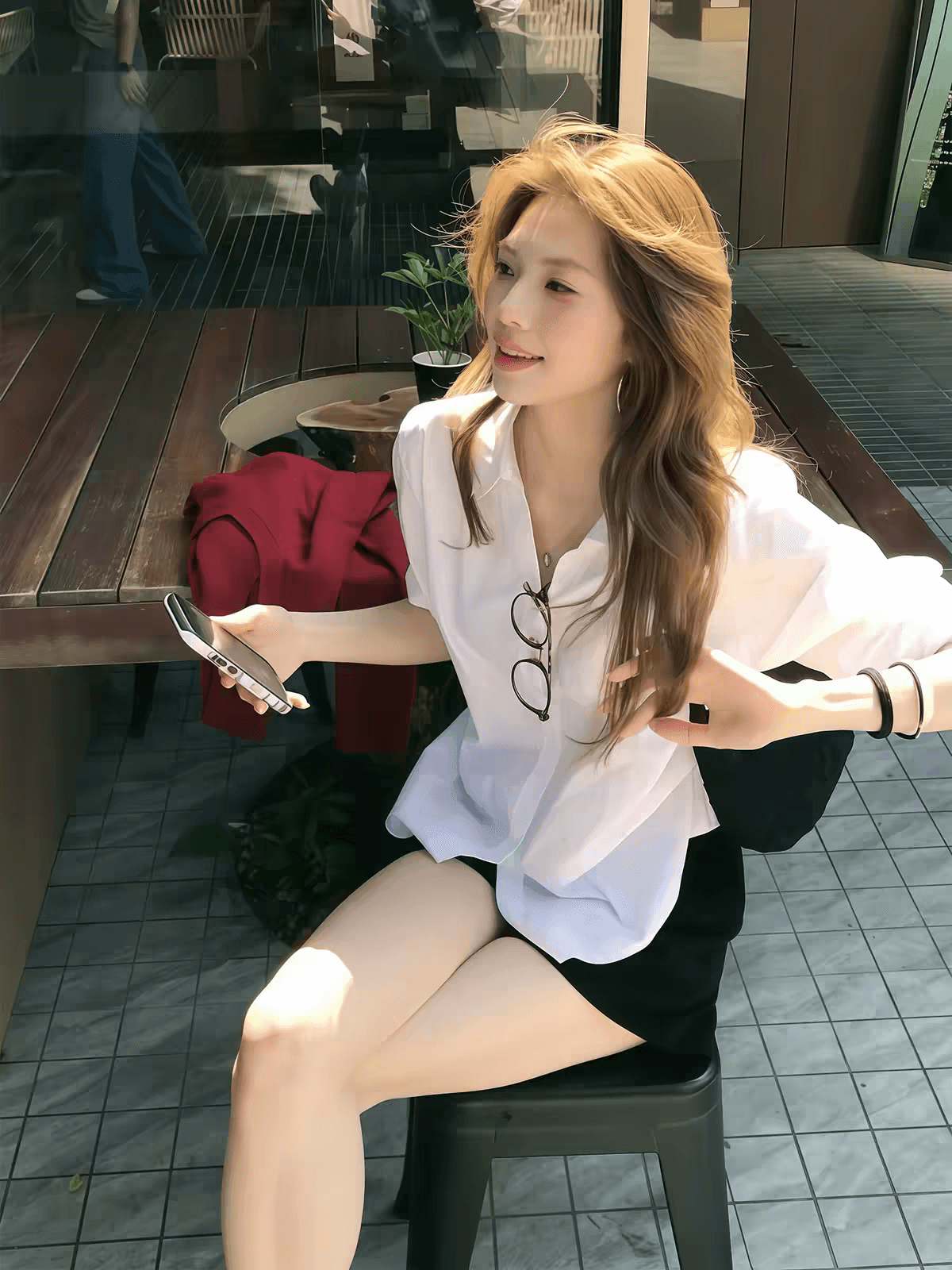 sadsoil 기초 섹션 화이트 명중 Pleat 여성 셔츠 봄 가을 루즈핏 캐주얼 긴팔 분위기 센스 맨위 셔츠 여성 상세 이미지 1