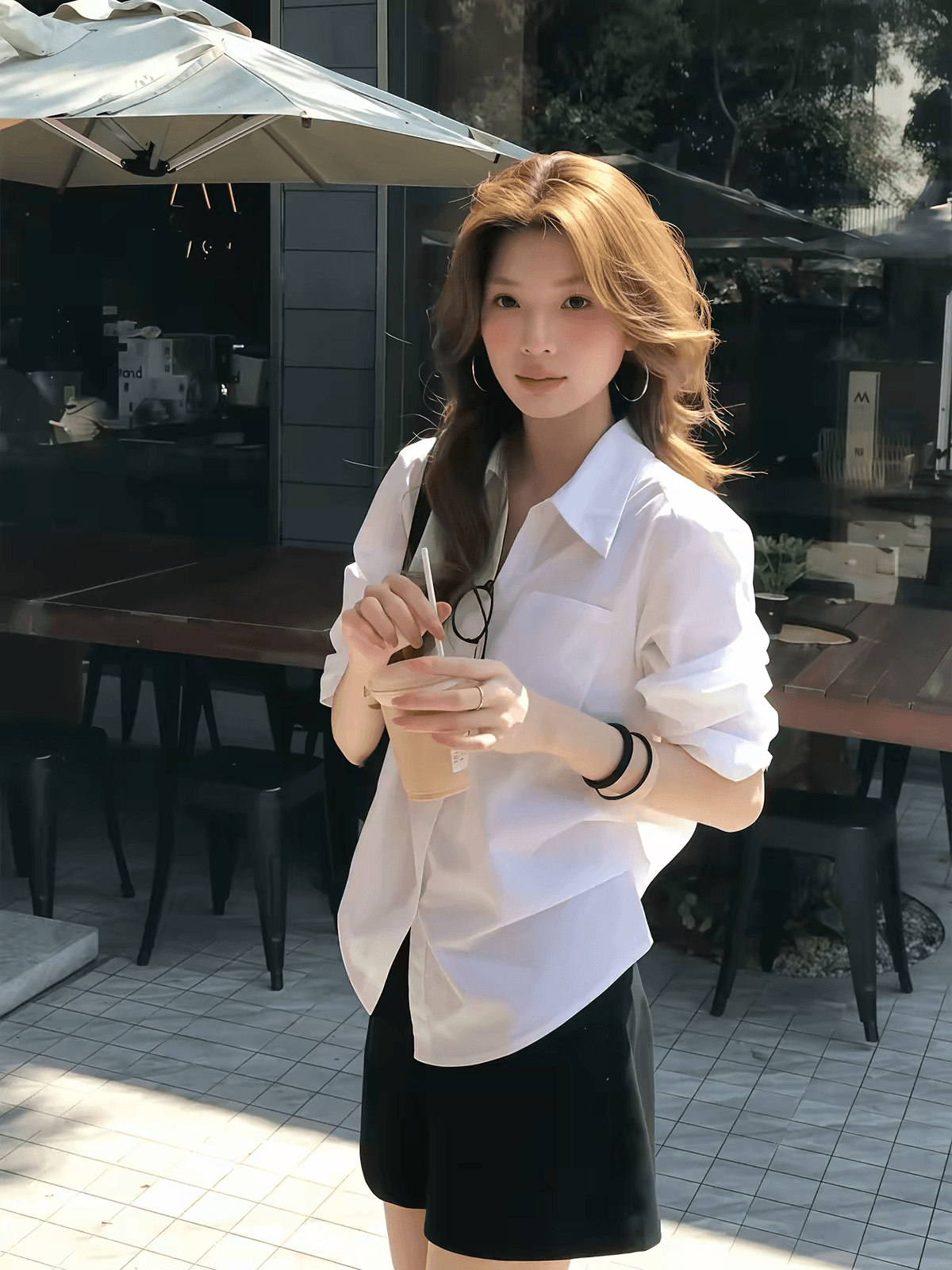 sadsoil 기초 섹션 화이트 명중 Pleat 여성 셔츠 봄 가을 루즈핏 캐주얼 긴팔 분위기 센스 맨위 셔츠 여성 상세 이미지 4