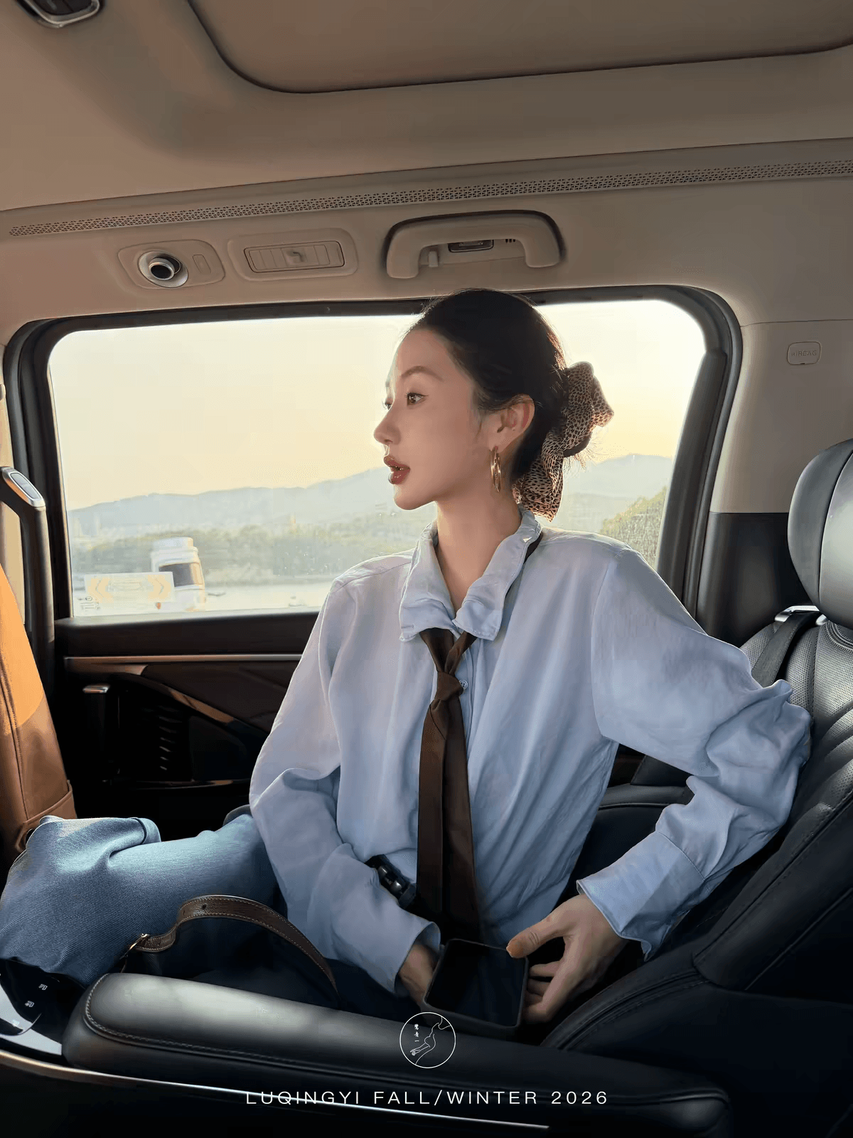 왜가리 녹색 하나 오리지널 구름 산등성이 미니멀리즘 모달 여성 셔츠 가을 스탠드 칼라 느긋한 루즈핏 캐주얼 긴팔 맨위 상세 이미지 5